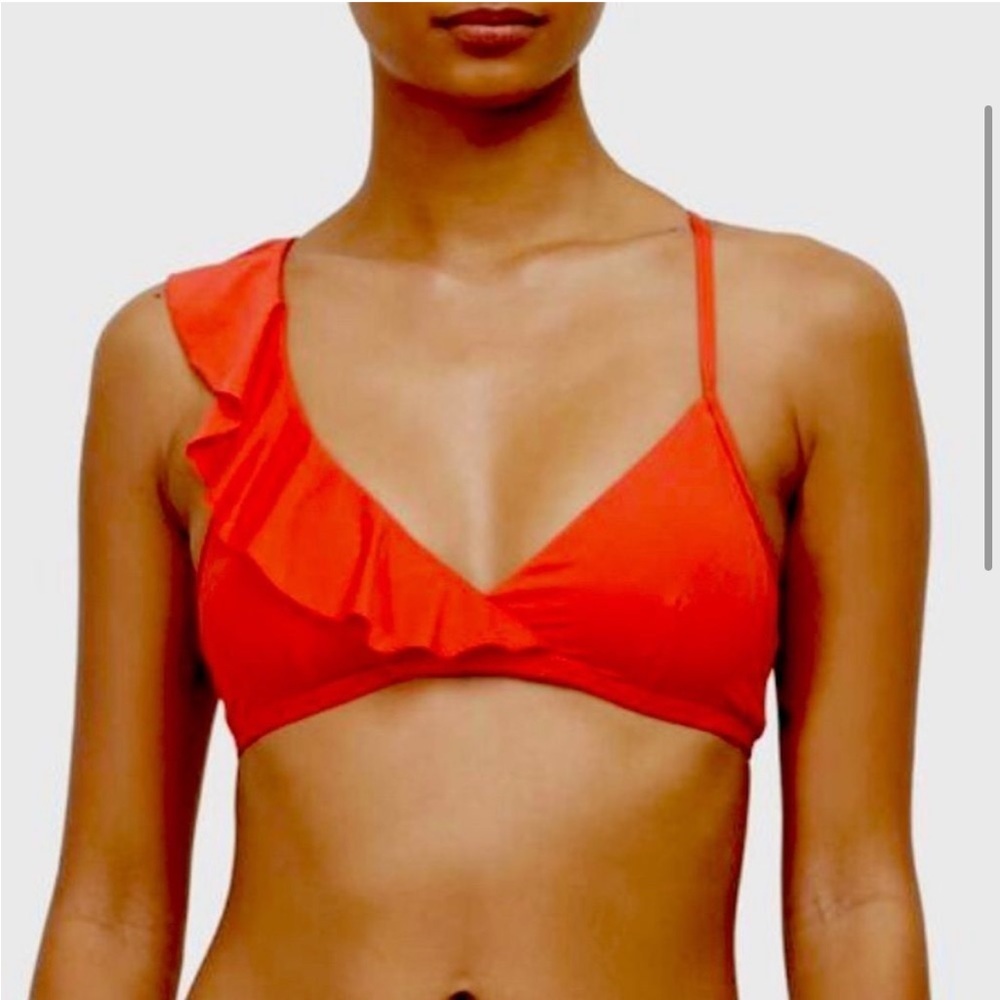 Kenneth Cole Reaction Red Ruffle One-Shoulder Bikini - Picture 2 of 10